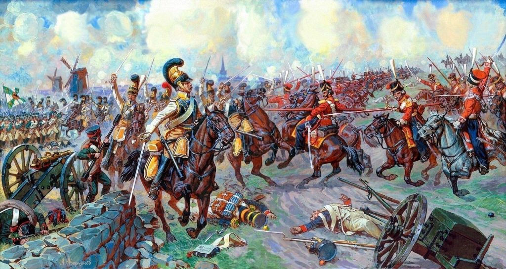 The Cossacks of the Guard charge the Saxon Kürassiers von Zastrow Regiment 1813 Battle of the Nations - Aleksandr Averyanov - box art Zvezda